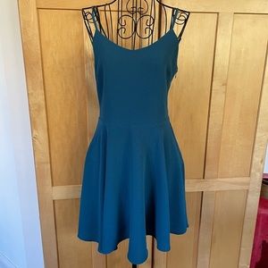 FOURTEEN & 9th blue stretch fit & flare lace up back spaghetti strap Dress S